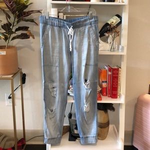 Cloth and Stone Distressed Chambray Pants